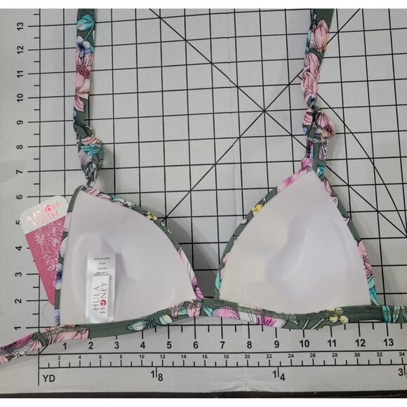 NWT Hula Honey Tropical Romance XS Green Floral Wireless Bra Bikini Top #89453 - Picture 4 of 4
